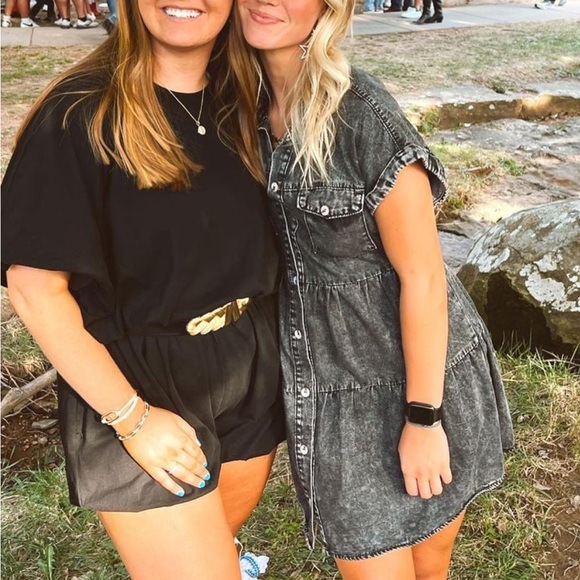 Black Denim Babydoll Dress - Picture 2 of 2